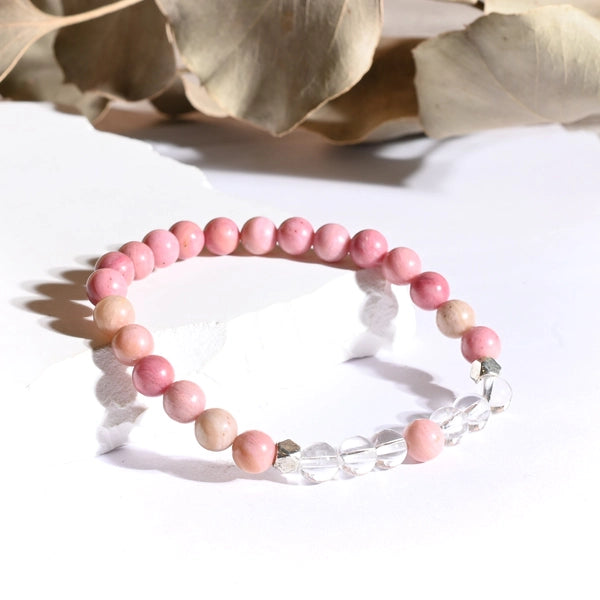 Bracelet "Amour & Guérison" Cristal de Roche et Rhodonite - Aponi