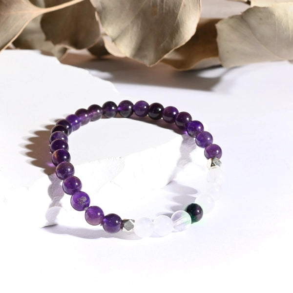 Bracelet "Bonheur & Joie de vivre" Améthyste et Quartz Rose - Aponi