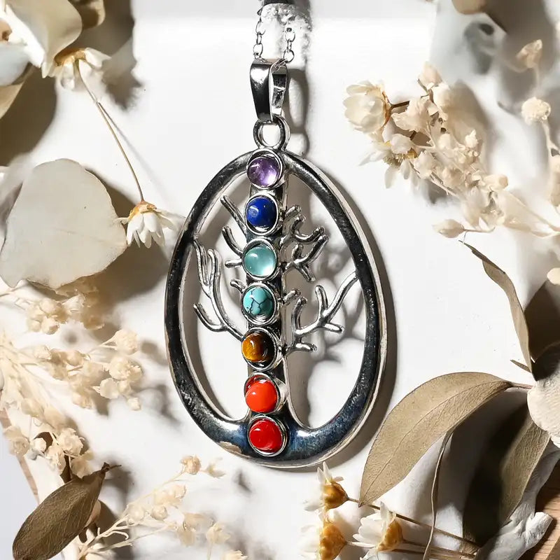 Pendentif 7 chakras - Arbre de vie