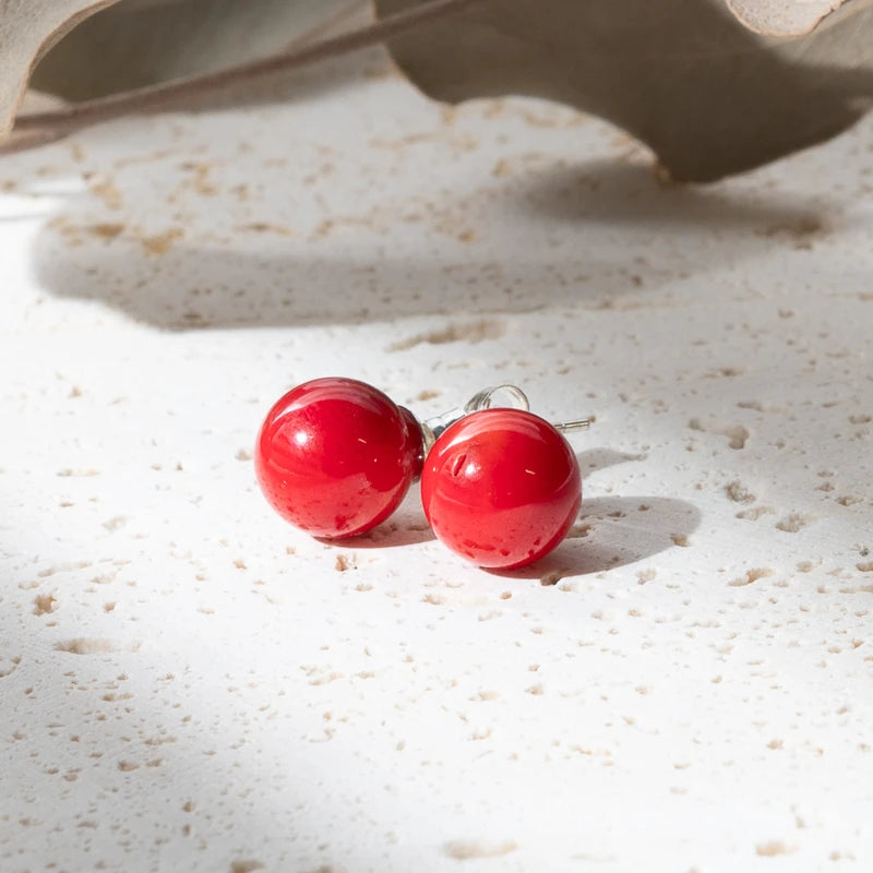 Boucles d'oreilles Corail argent 925 rondes – Protection et Vitalité