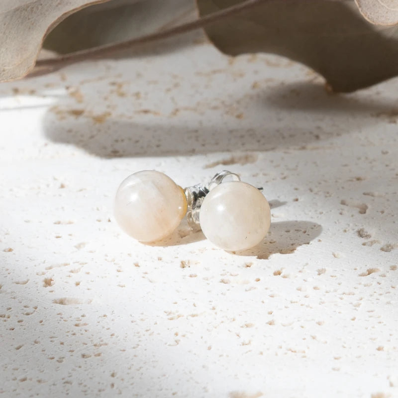 Boucles d'oreilles Pierre de Lune rondes et argent 925 – Sérénité et Intuition