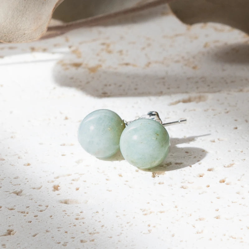 Boucles d'oreilles Aigue Marine argent 925 rondes – Sérénité et Communication Claire