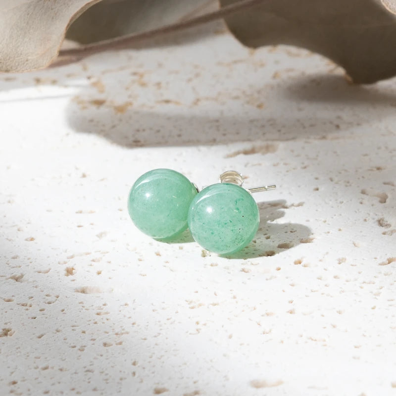 Boucles d'oreilles Aventurine argent 925 rondes– Prospérité et Équilibre Intérieur
