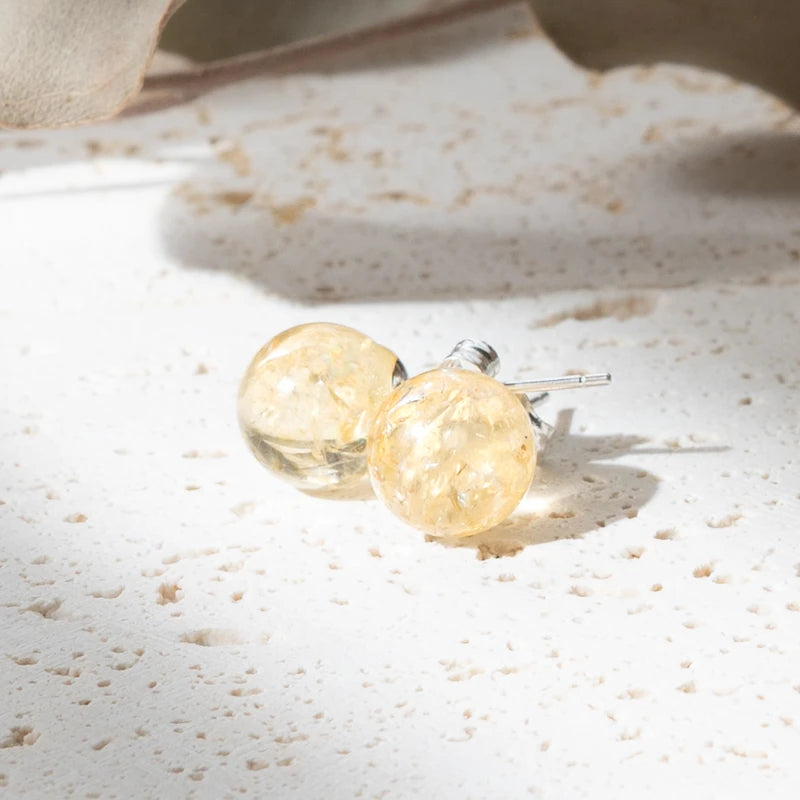 Boucles d'Oreilles Citrine argent 925 rondes – Abondance et Énergie Positive