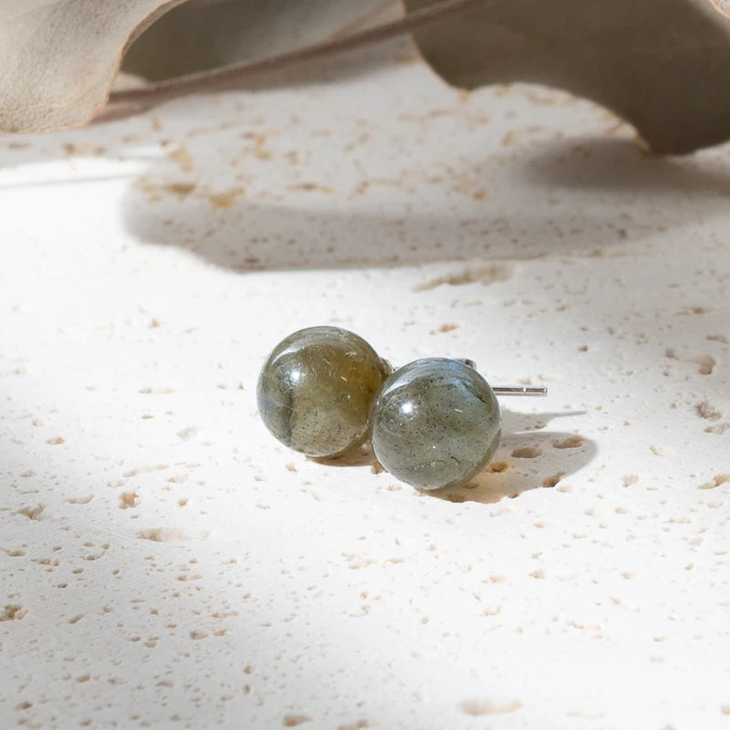 Boucles d'oreilles Labradorite argent 925 rondes – Protection et Transformation