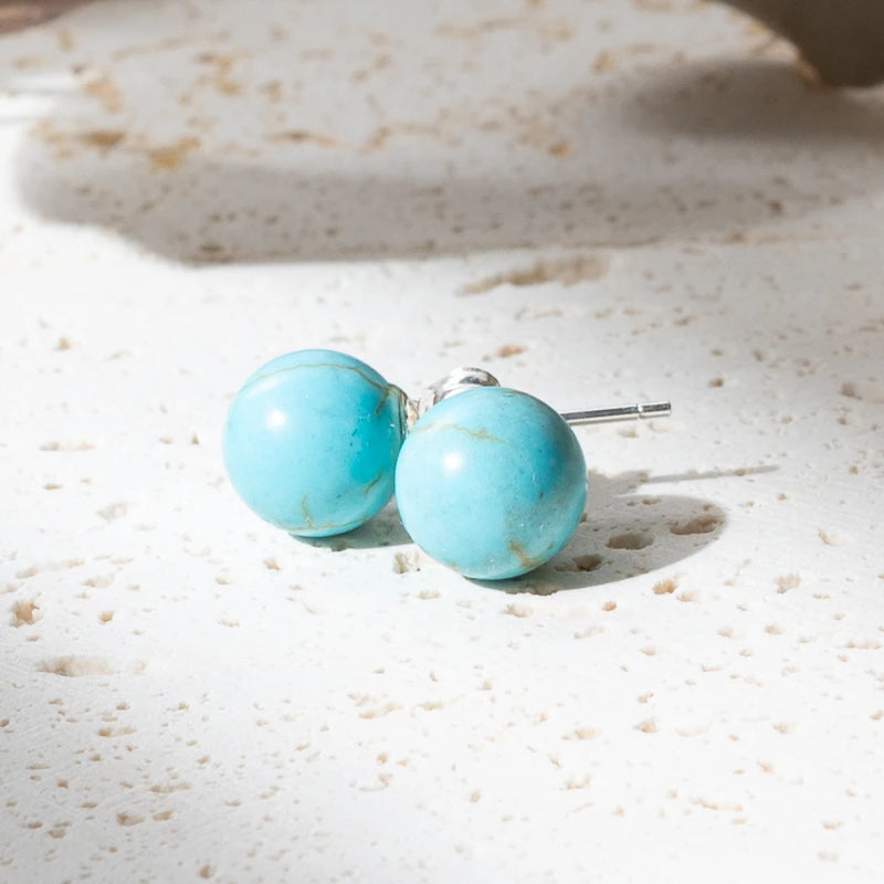 Boucles d'oreilles Howlite Bleue argent 925 rondes – Paix Intérieure et Clarté Mentale
