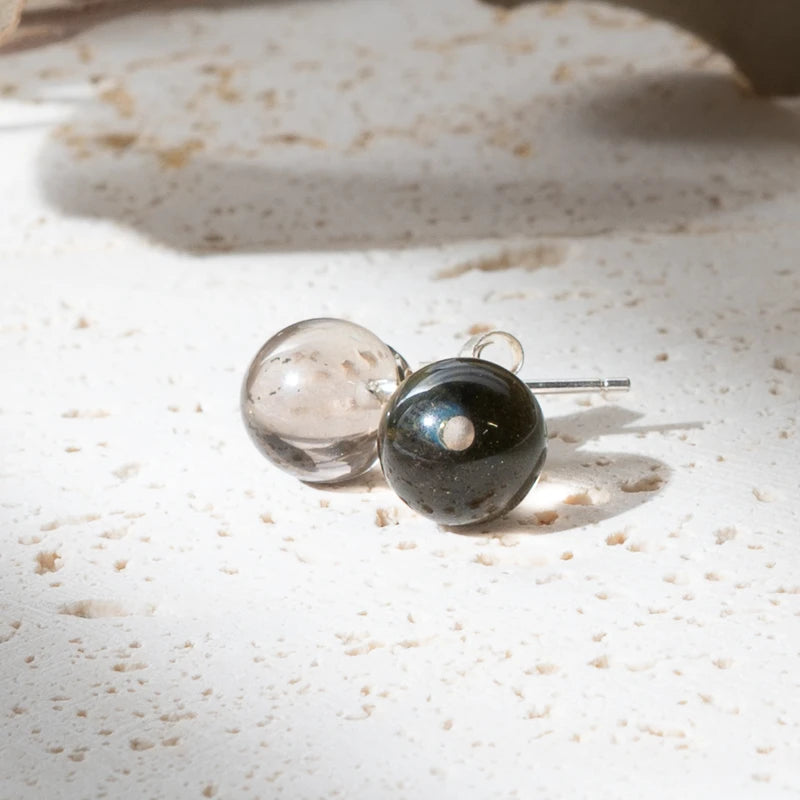 Boucles d'oreilles Quartz Fumé rondes et argent 925 – Ancrage et Sérénité
