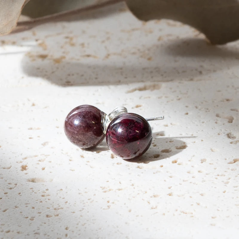 Boucles d'oreilles Grenat argent 925 rondes – Passion et Énergie Revitalisante