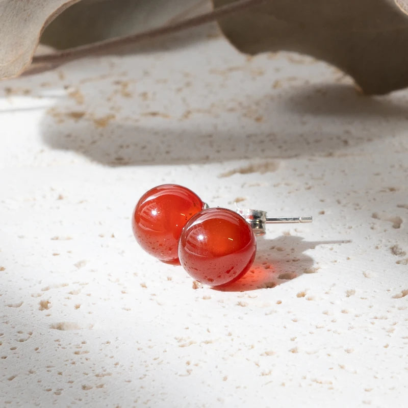 Boucles d'oreilles Cornaline - Puce & Argent 925