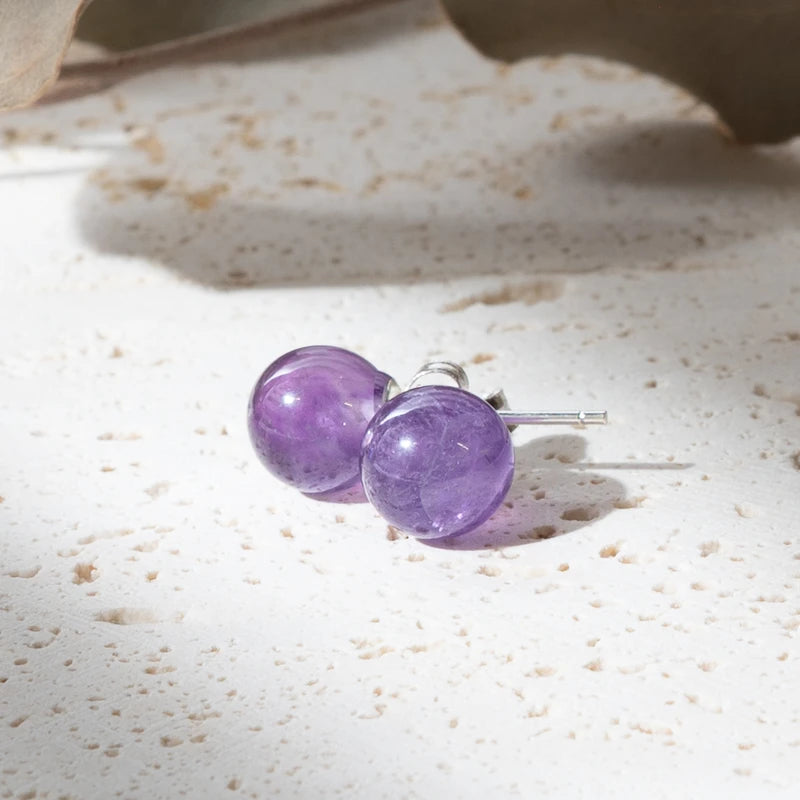 Boucles d'oreilles Améthyste argent 925 rondes – Sérénité et Protection Spirituelle