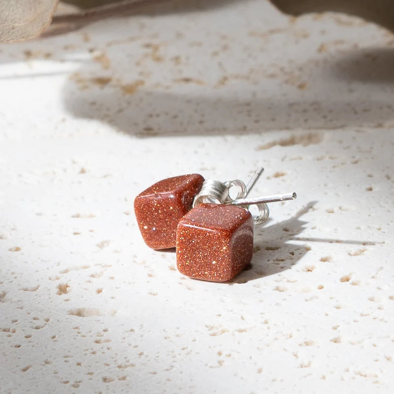 Boucles d'oreilles Sandstone - Carrées & Argent 925