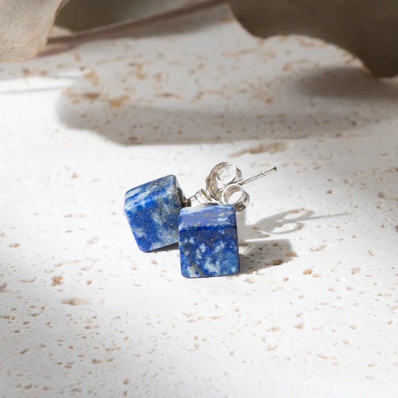 Boucles d'oreilles Lapis lazuli argent 925 carrées – Sagesse et Clarté Mentale