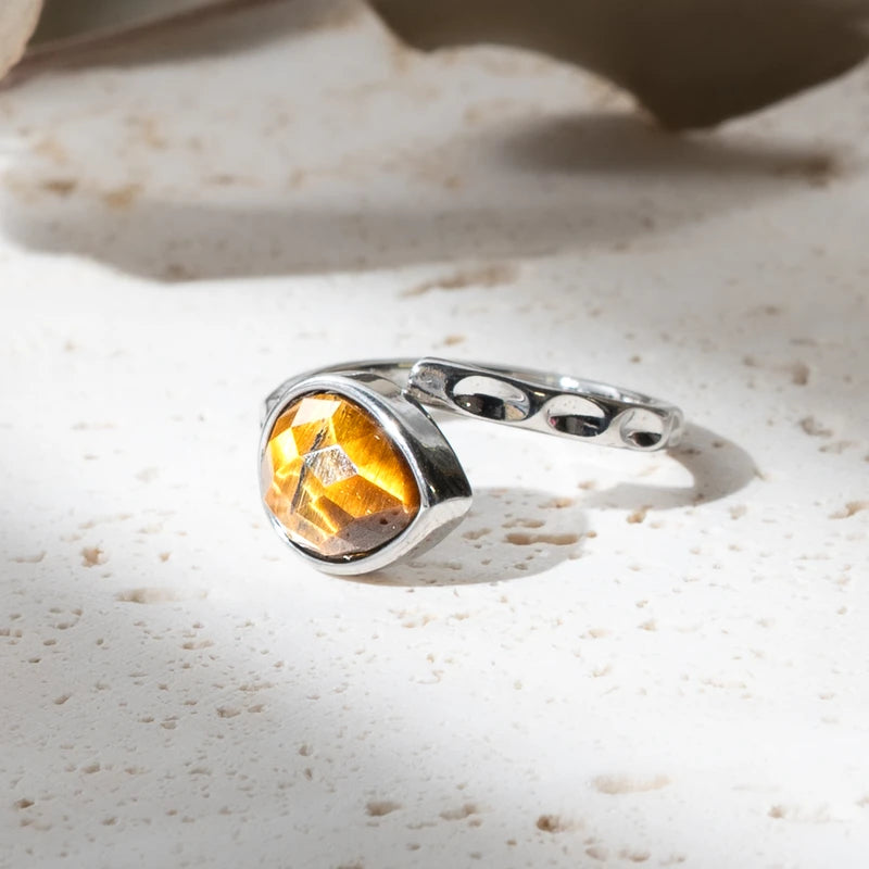 Bague goutte d'eau Oeil de Tigre – Confiance et Protection