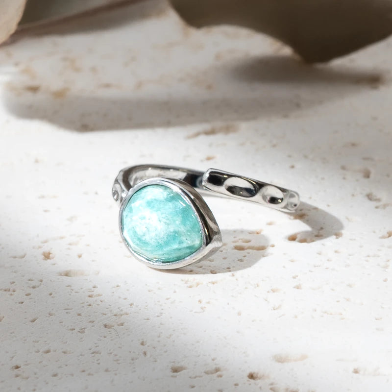 Bague goutte d'eau Amazonite – Calme Intérieur et Équilibre Énergétique