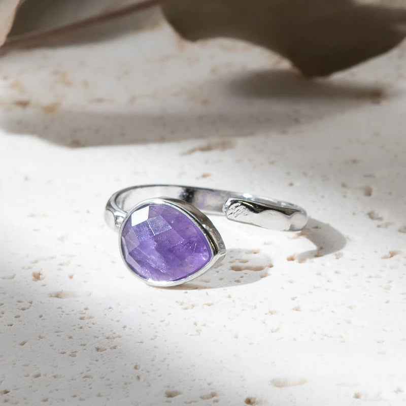 Bague goutte d'eau en Améthyste – Sérénité et Protection Spirituelle