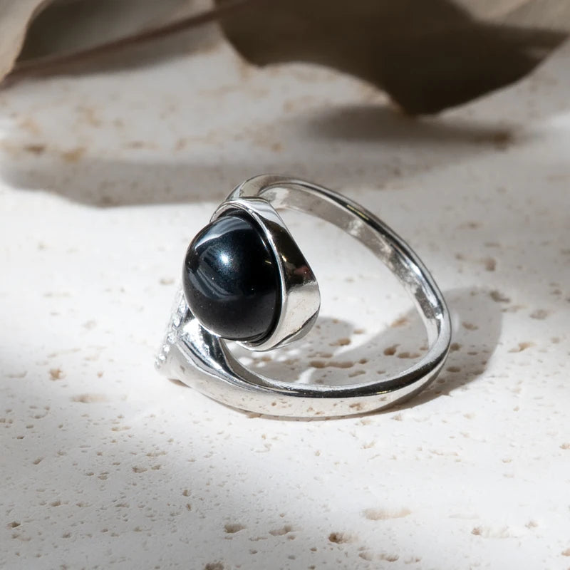 Bague arbre de vie Obsidienne Noire – Protection et Stabilité Spirituelle