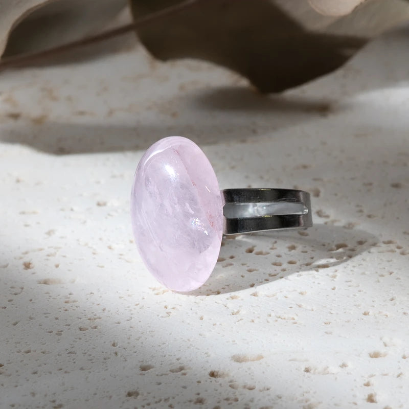 Bague ovale en Quartz Rose – Amour et Guérison Émotionnelle