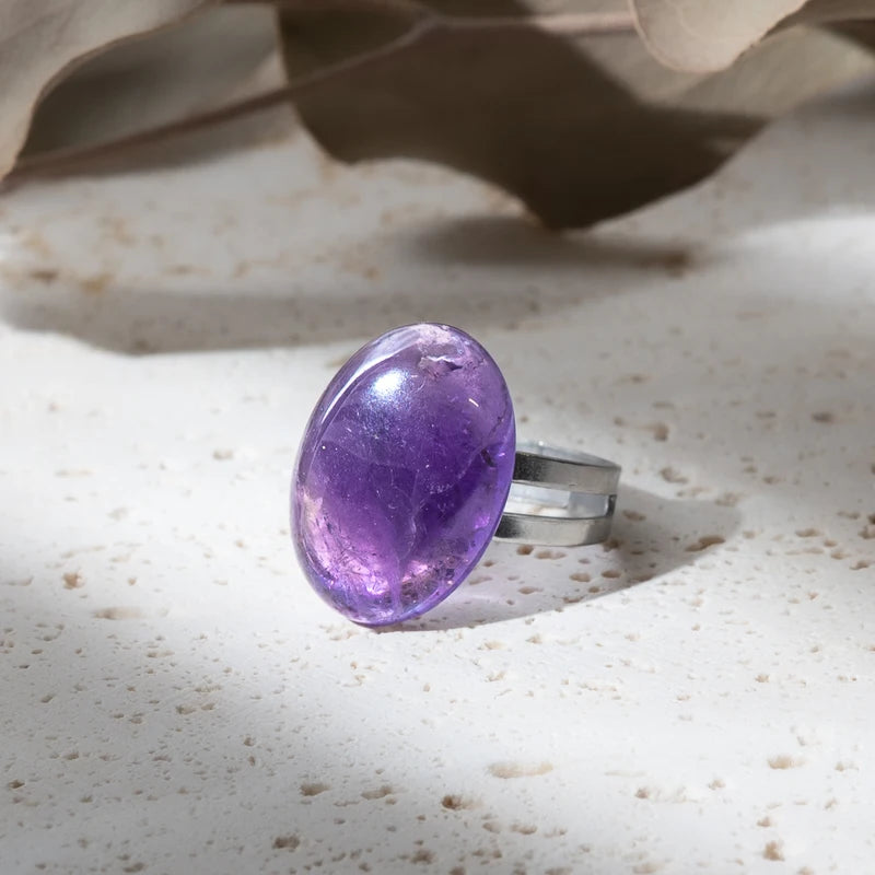 Bague ovale en Améthyste – Sérénité et Protection Spirituelle