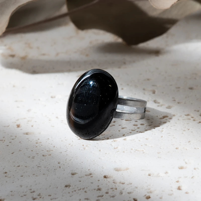 Bague ovale Obsidienne Noire – Protection et Stabilité Spirituelle