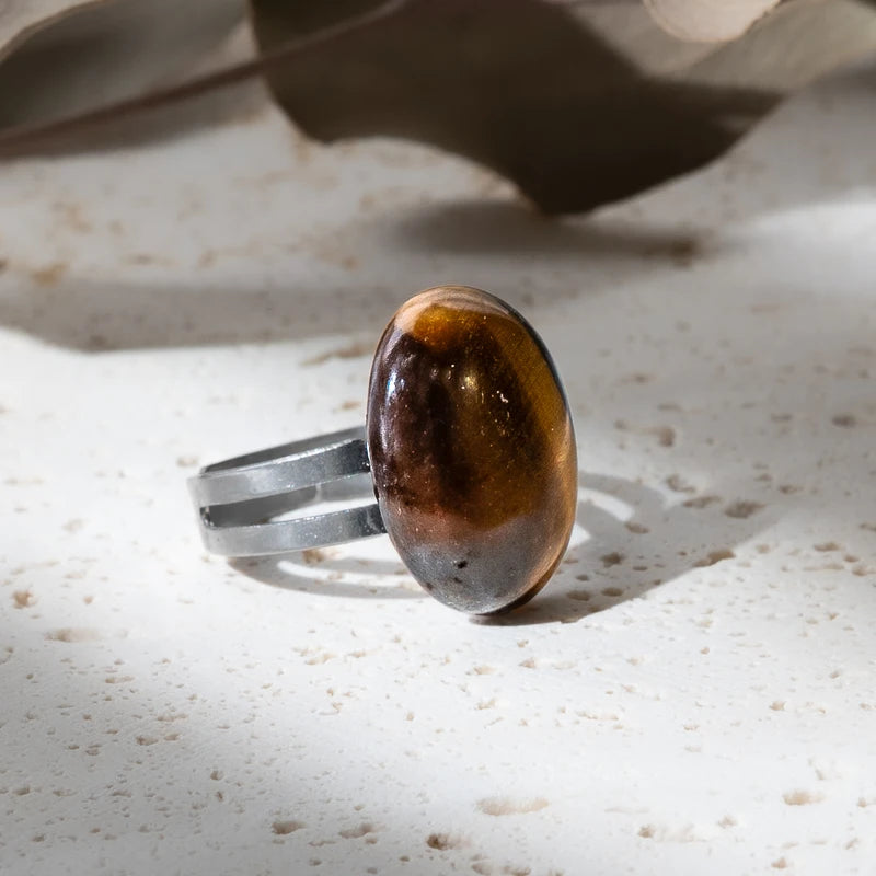 Bague ovale Oeil de Tigre – Confiance et Protection
