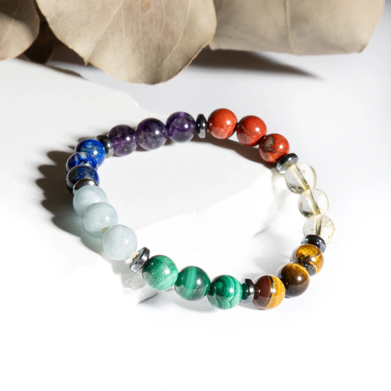Bracelet 7 chakras - Pierres boules