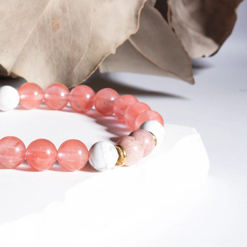 Bracelet "Anti-Stress" Howlite, Quartz Melon, Rhodonite