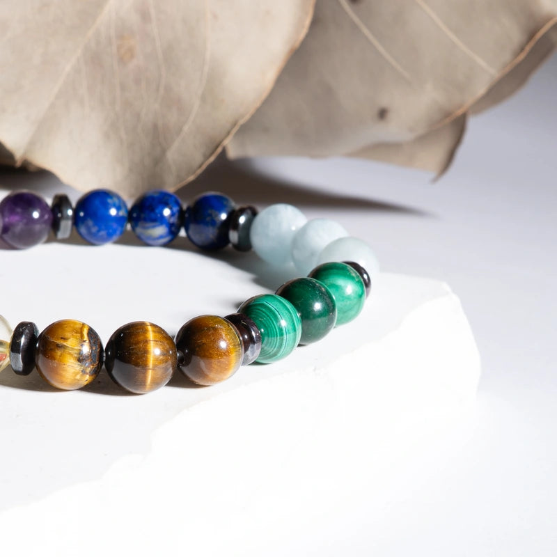 Bracelet 7 chakras - Pierres boules
