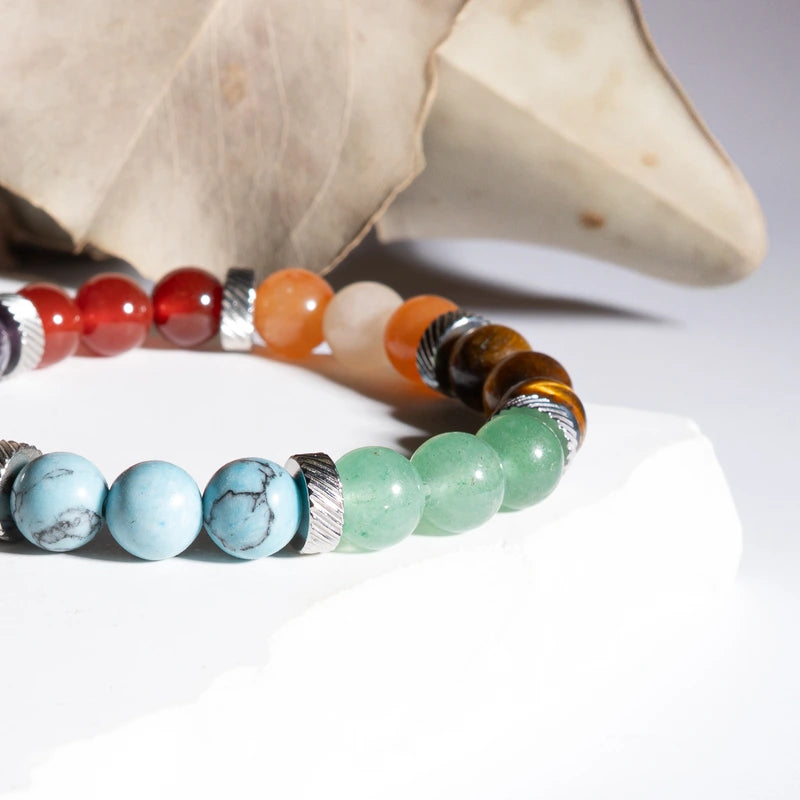 Bracelet 7 chakras Tibétain - Pierres boules