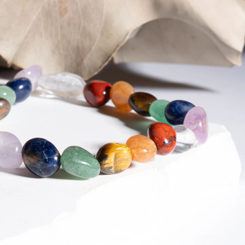 Bracelet 7 chakras mix - Pierres roulées