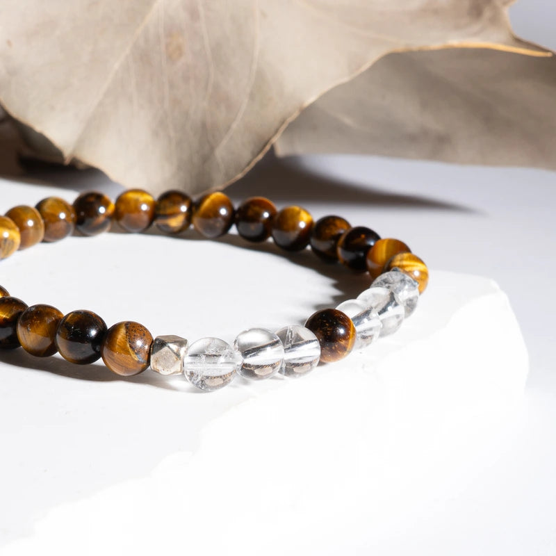 Bracelet "Énergie" Cristal de Roche et Oeil de Tigre - Aponi