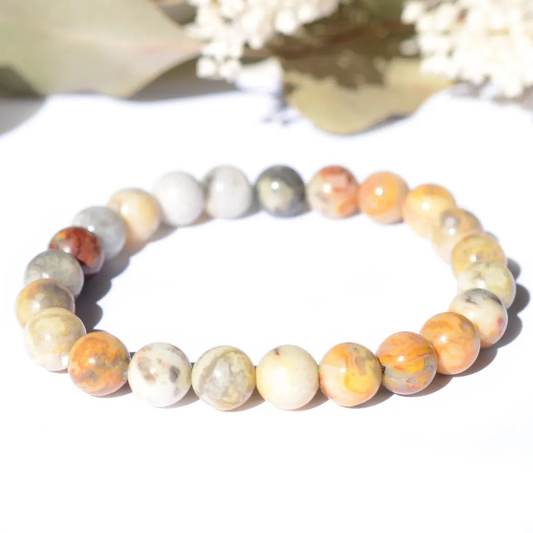 bracelet agate crazy lace pierres boules