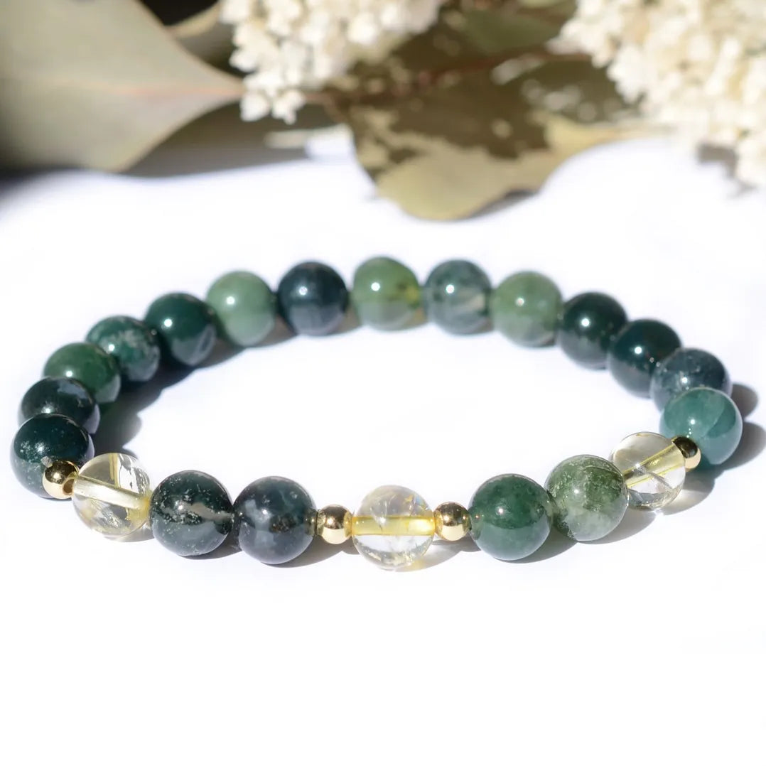 Bracelet "Diabète" en Agate Mousse & Citrine