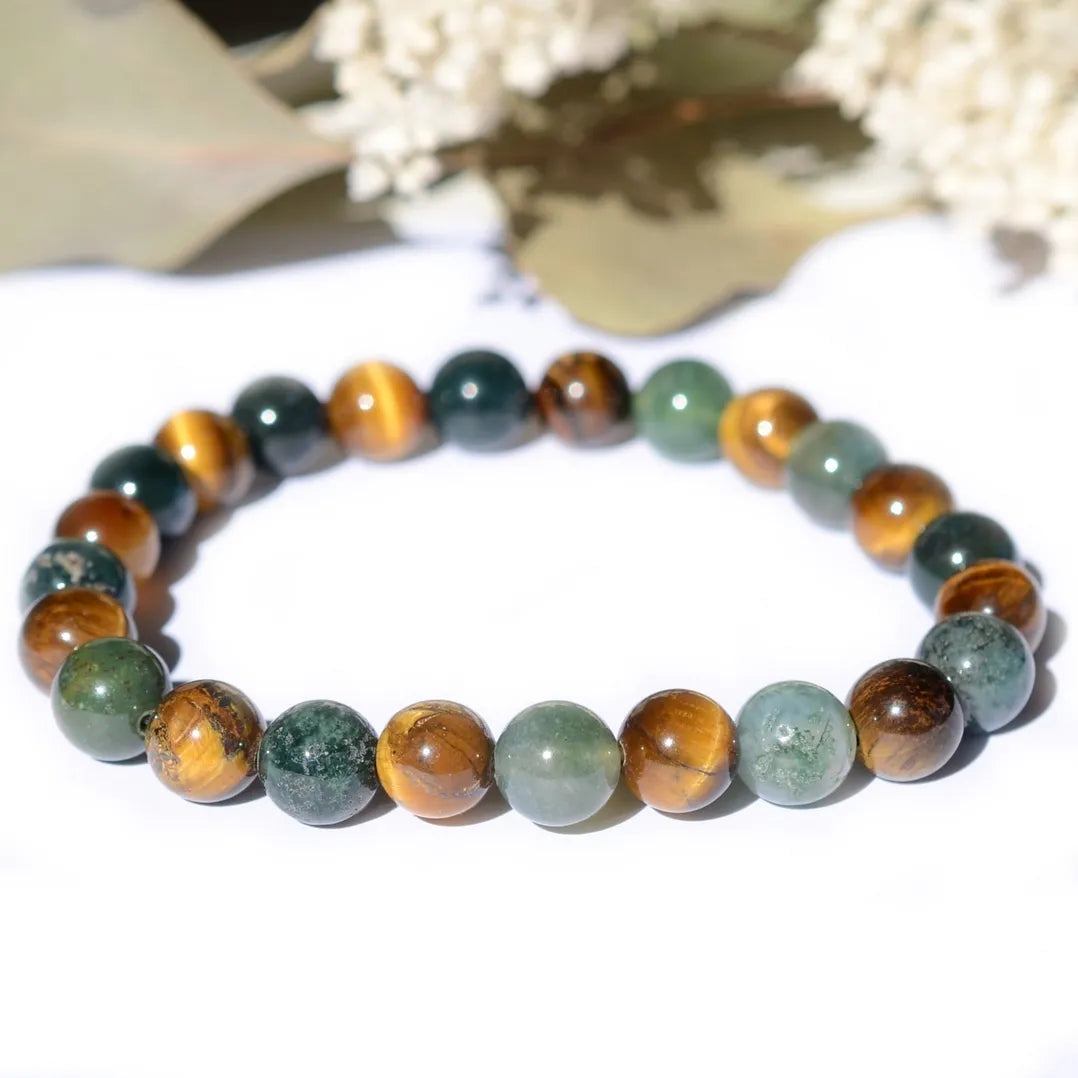 Bracelet "Confiance "Oeil de Tigre et Agate Mousse