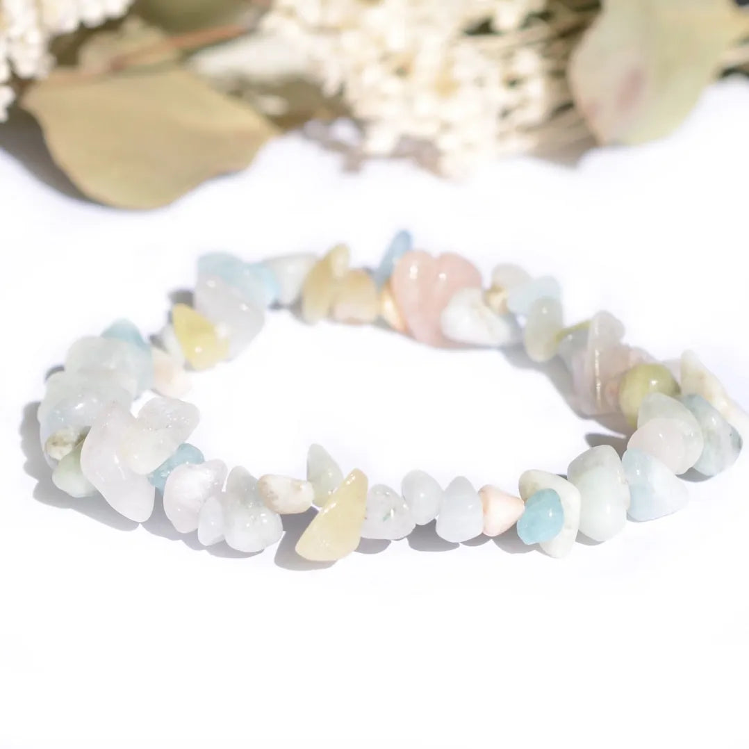 Bracelet baroque Aigue Marine et Morganite – Sérénité et Amour Inconditionnel