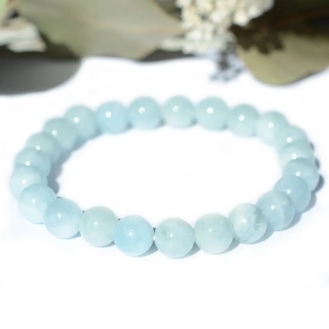 bracelet aigue marine pierres boules