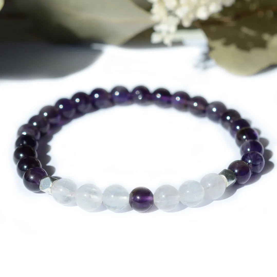 Bracelet "Bonheur & Joie de vivre" Améthyste et Quartz Rose - Aponi