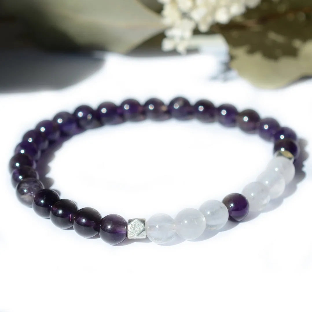 Bracelet "Bonheur & Joie de vivre" Améthyste et Quartz Rose - Aponi