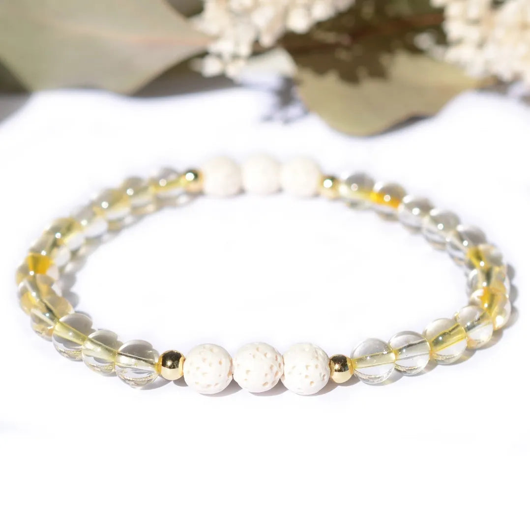 Bracelet "Réussite" Citrine et Pierres de Lave Blanche