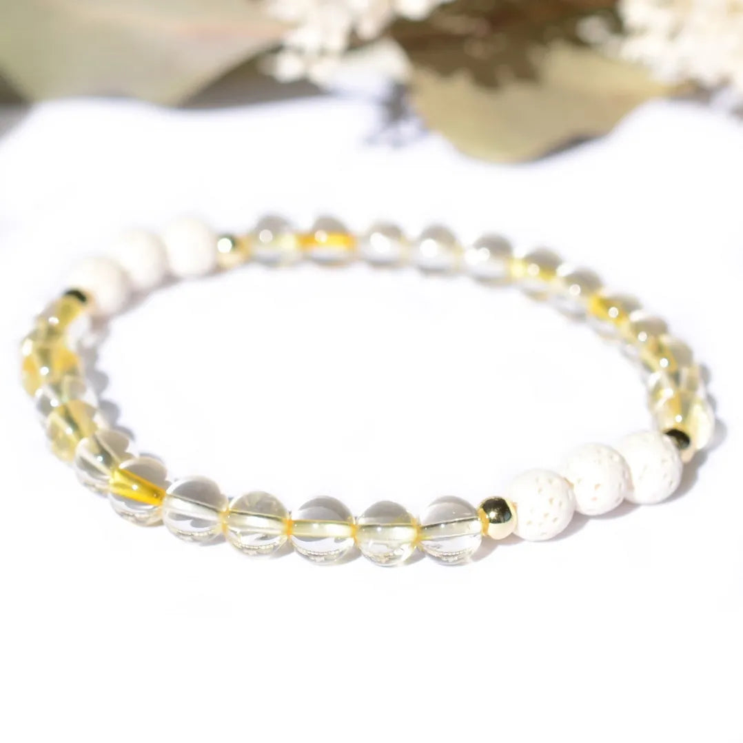 Bracelet "Réussite" Citrine et Pierres de Lave Blanche