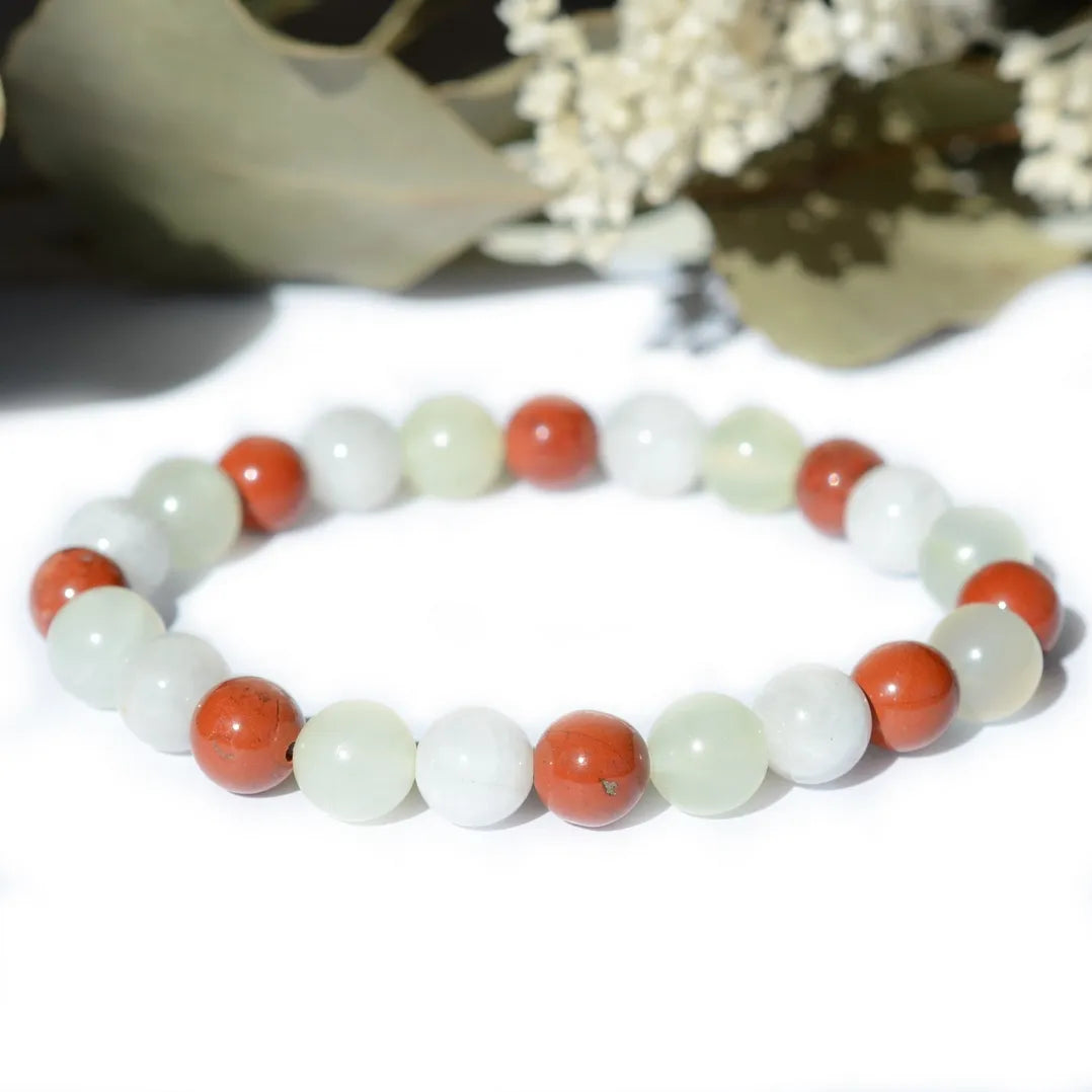 Bracelet "Grossesse" Jade, Jaspe Rouge, Pierre de Lune - Mix