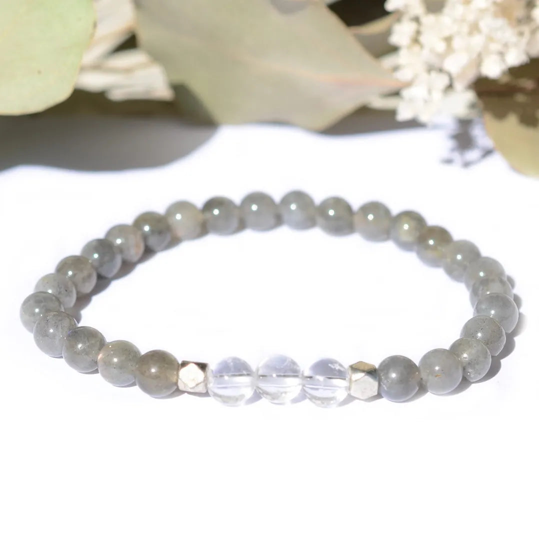 Bracelet "Migraine" Cristal de Roche et Labradorite - Aponi