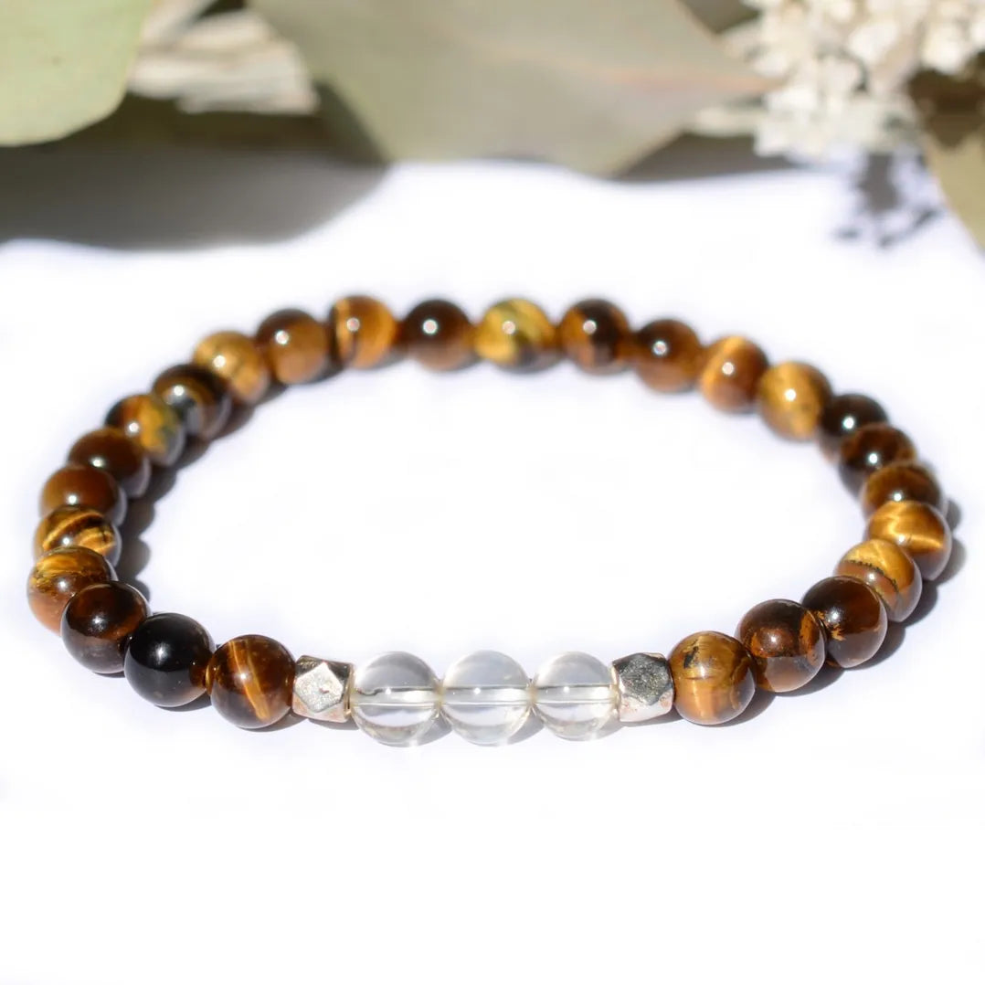 Bracelet "Énergie" Cristal de Roche et Oeil de Tigre - Aponi