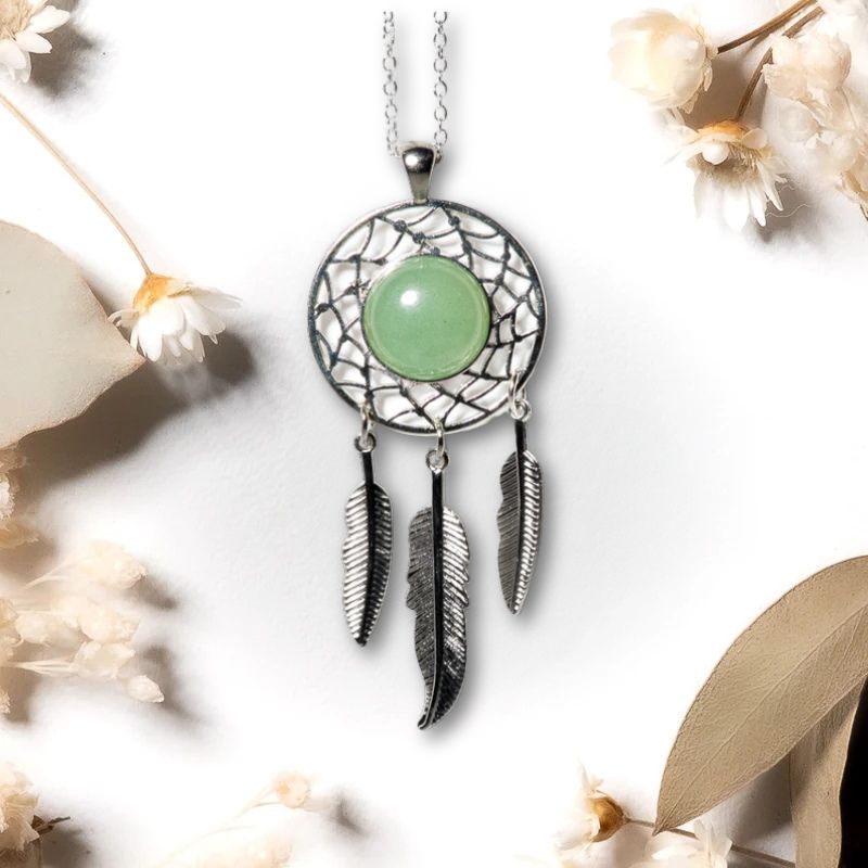 Pendentif attrape-rêve Aventurine – Prospérité et Équilibre Intérieur