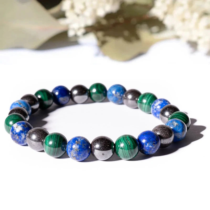 Bracelet "Articulations & Mal de dos" Hématite, Lapis Lazuli, Malachite - Mix