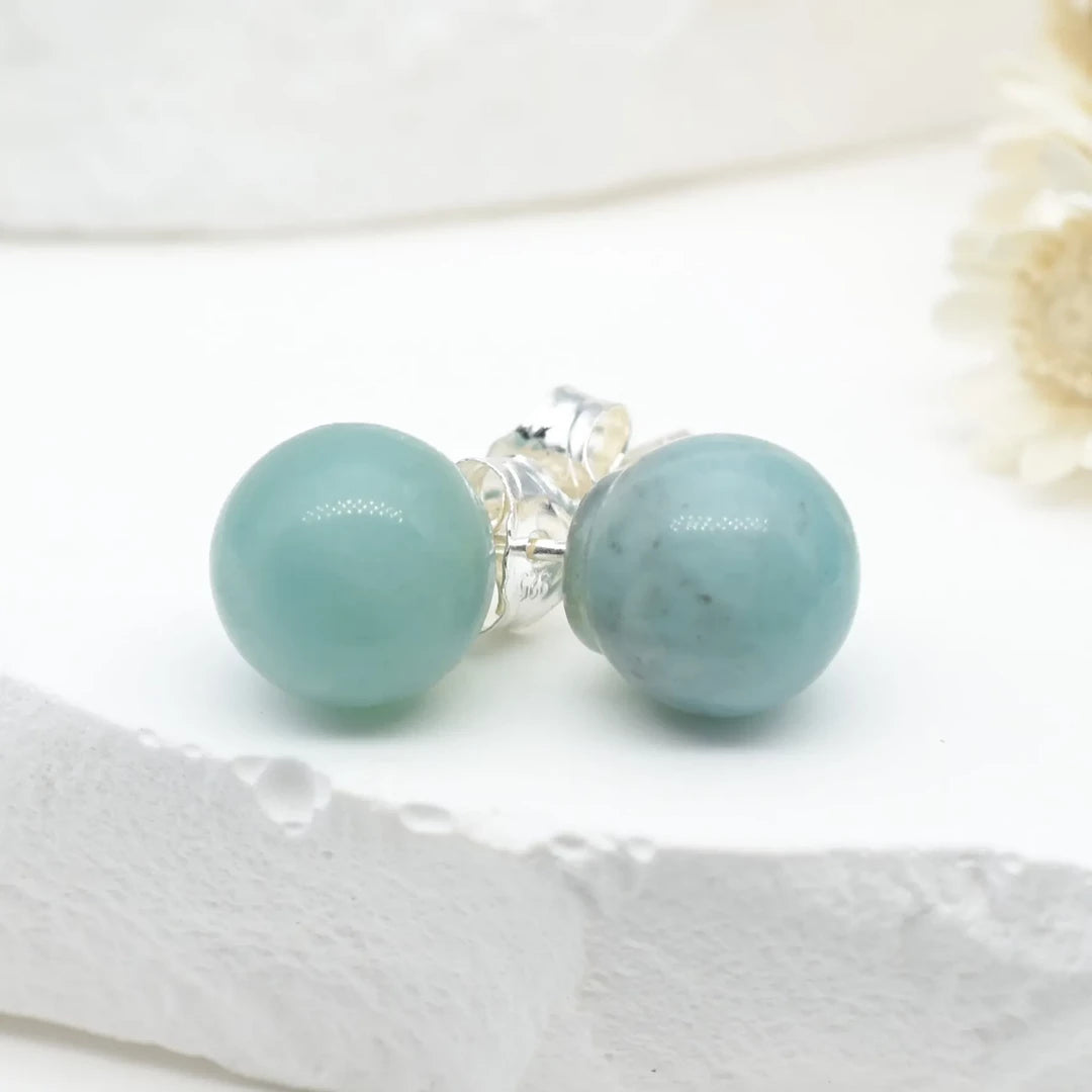 Boucles d'oreilles Amazonite argent 925 rondes – Calme Intérieur et Équilibre Énergétique