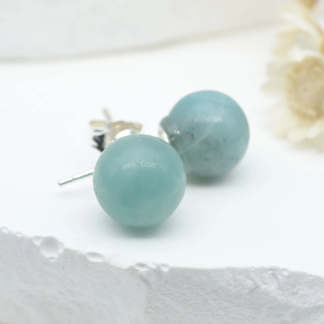 Boucles d'oreilles Amazonite argent 925 rondes – Calme Intérieur et Équilibre Énergétique