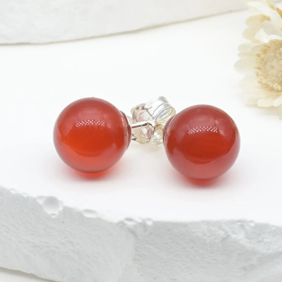 Boucles d'oreilles Cornaline - Puce & Argent 925