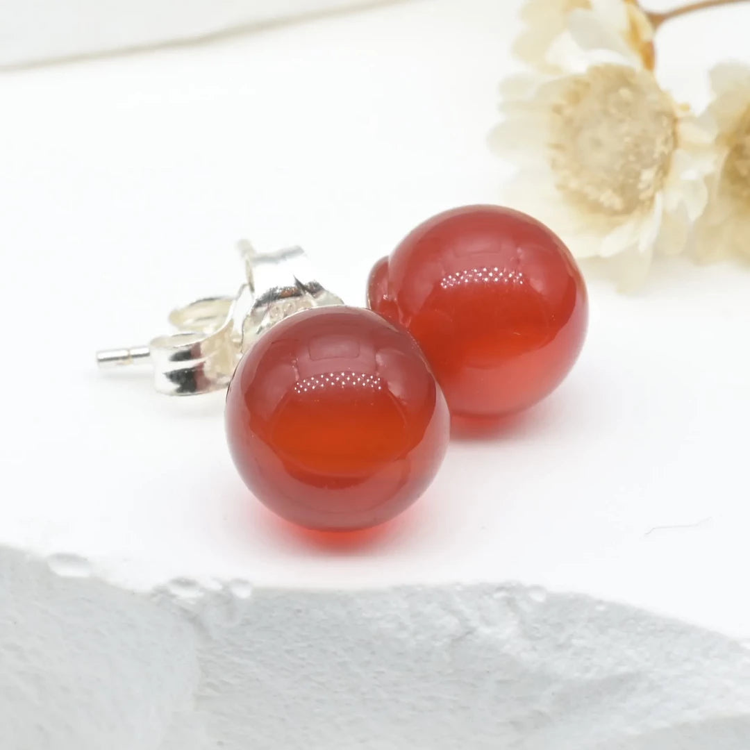 Boucles d'oreilles Cornaline - Puce & Argent 925