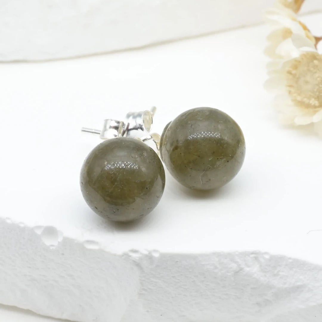 Boucles d'oreilles Labradorite argent 925 rondes – Protection et Transformation