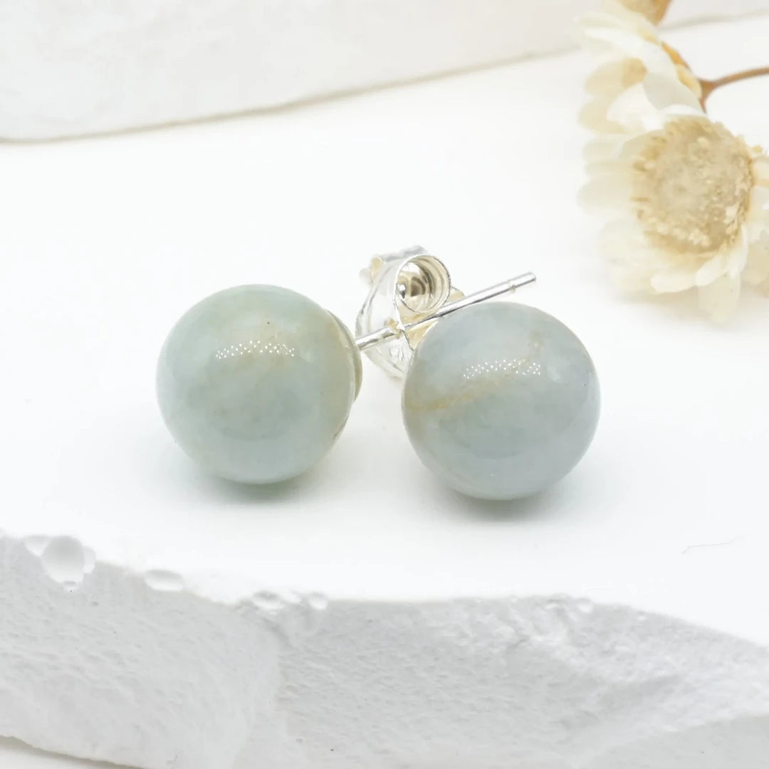 Boucles d'oreilles Aigue Marine argent 925 rondes – Sérénité et Communication Claire